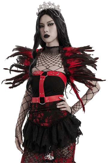 Gothic Feathered Shoulder Accessory for Women